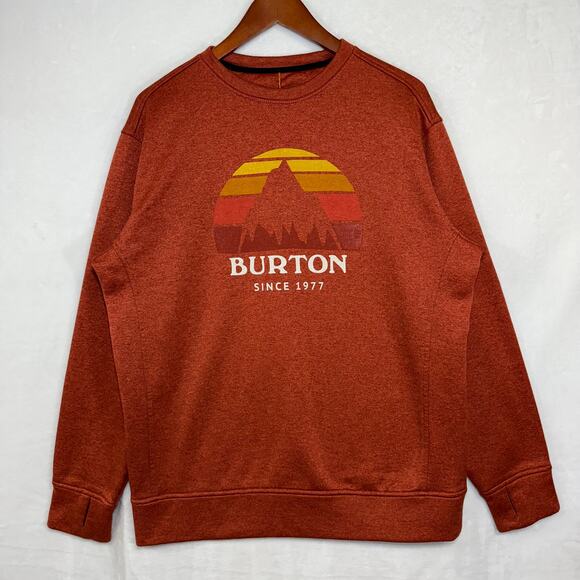 Burton Oak Crew Small Sweatshirt Orange Knit Warm Winter Fall Layers Outdoor Ski - Picture 1 of 10